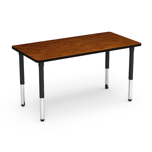 Virco 60 in. W, 30 in. L, 24-32 in. H, Medium Oak Top / Black Edge 503060ADJ - main
